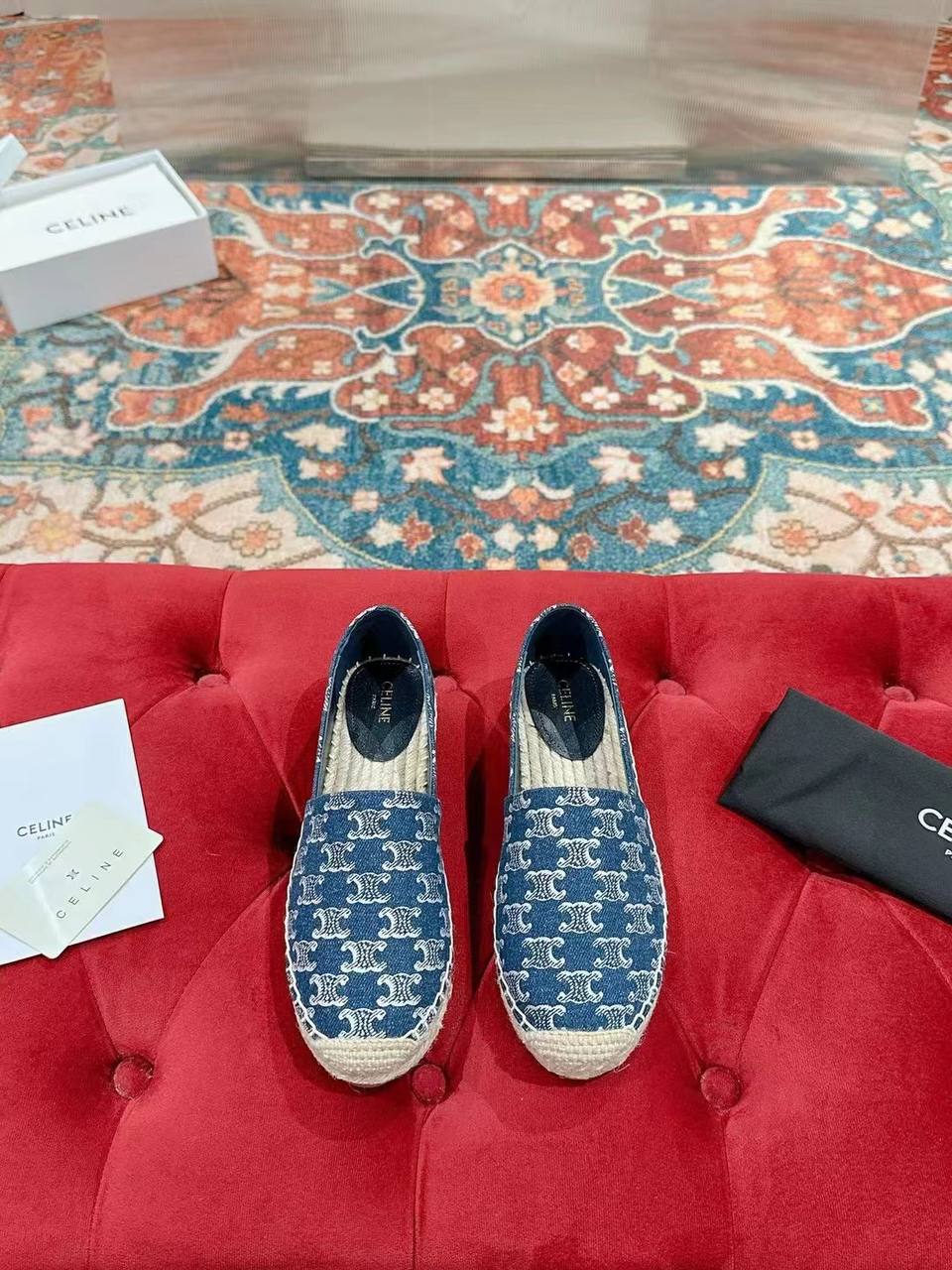 LES ESPADRILLES CELINE IN TRIOMPHE STAMPED DENIM